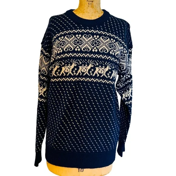 Vintage 70’ 80’ Authentic Sweater 100% Wool Made in British Hong Kong Size L - Picture 1 of 11